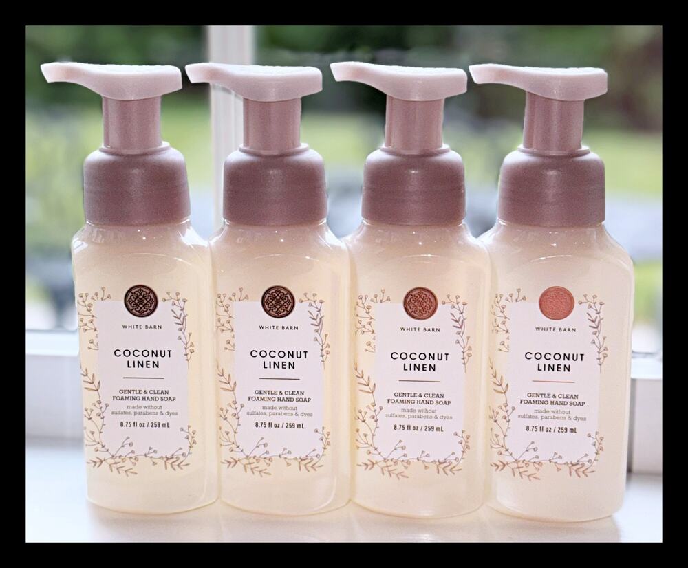 Bath & Body Works Coconut Linen 8.75 fl oz Gentle Clean Foaming Hand Soap x4
